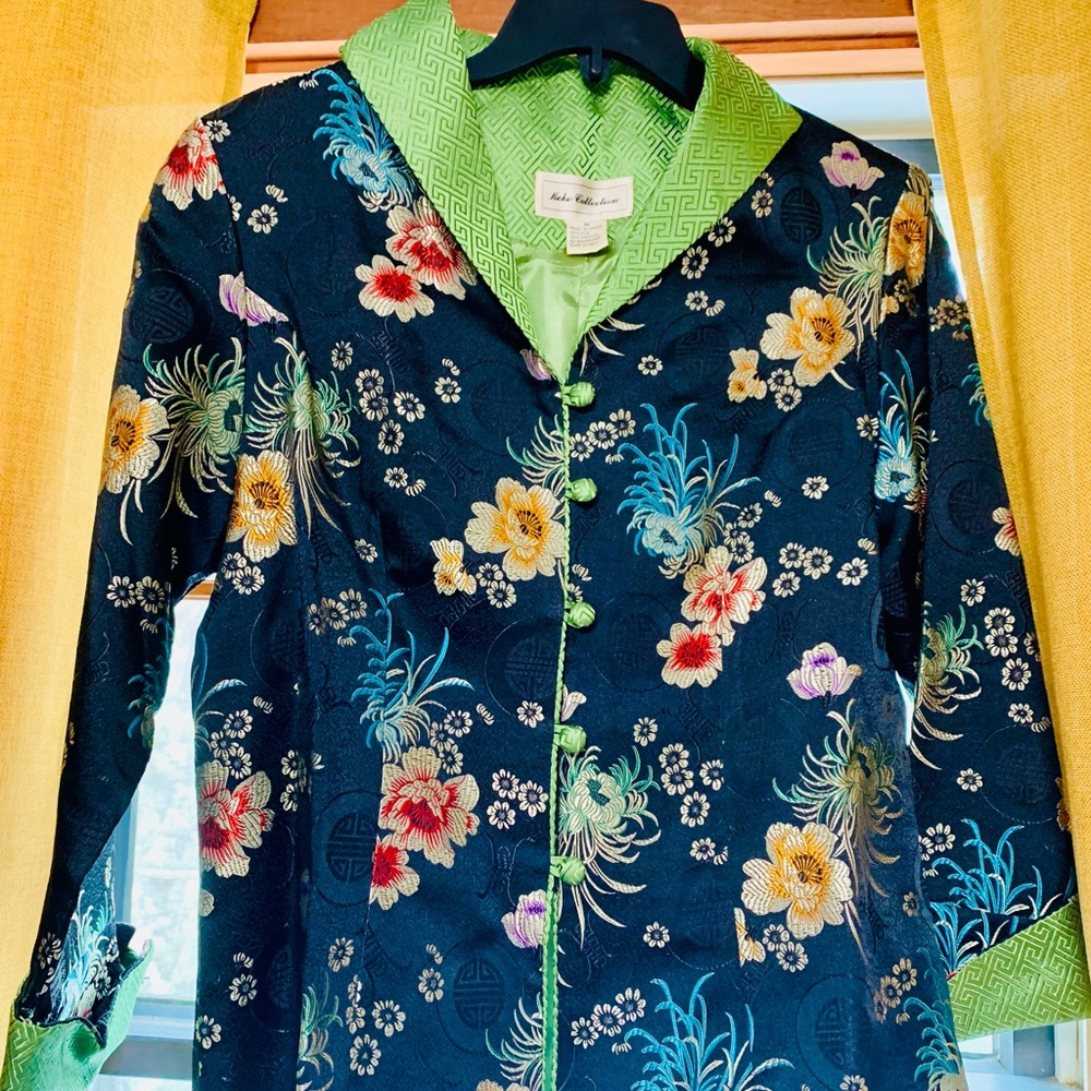 Keke collection Vintage Asian floral embroidered silk jacket blazer